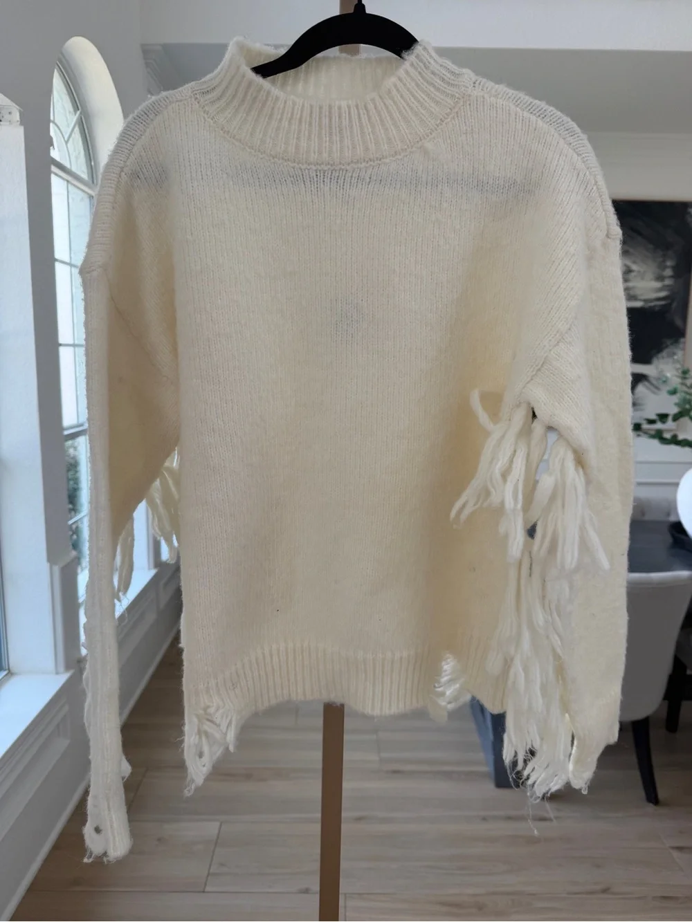 C&V Chelsea & Violet Fringe Distressed Sweater